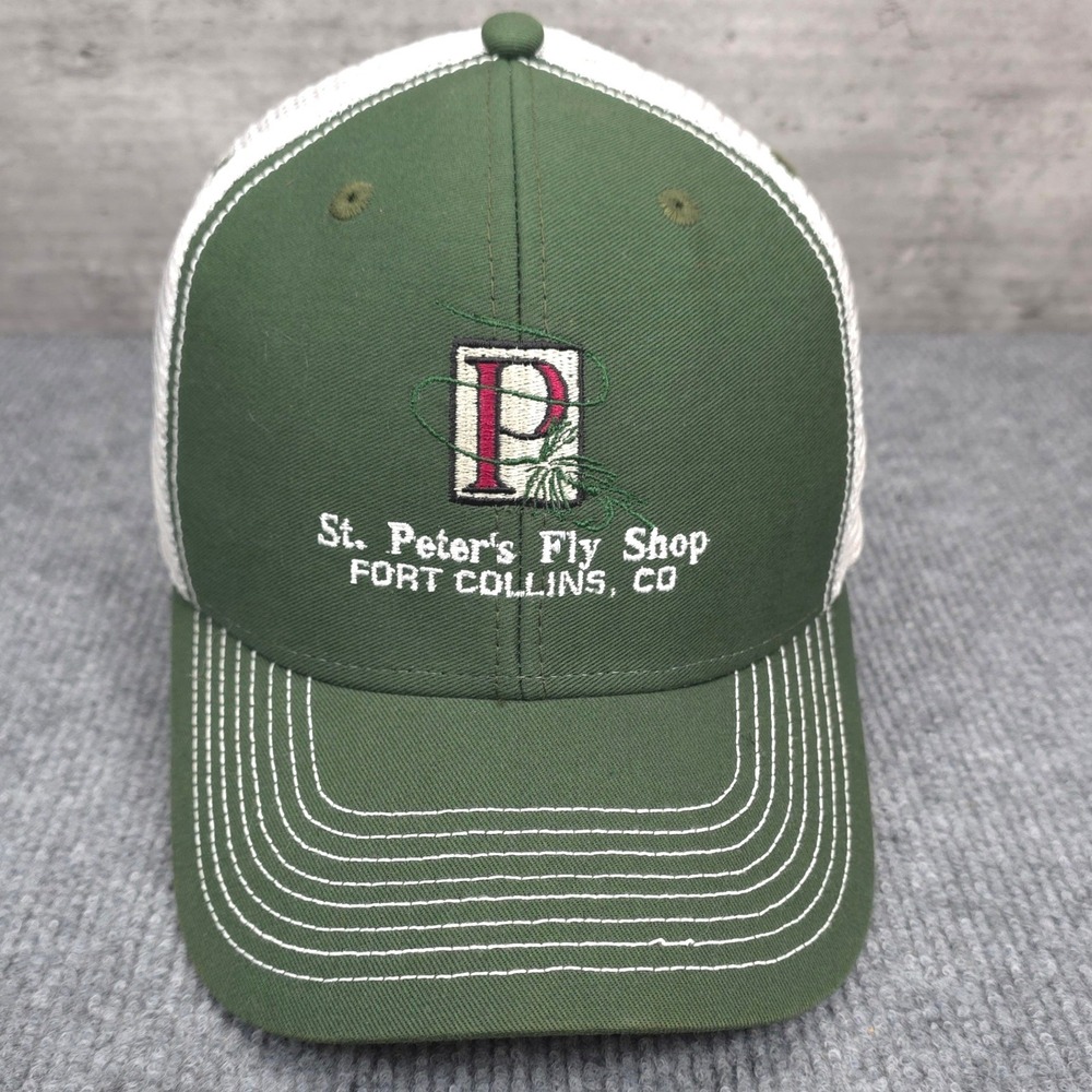 St Peters Fly Shop Hat Cap Mens Snapback Green White Fishing Ouray Sportswear